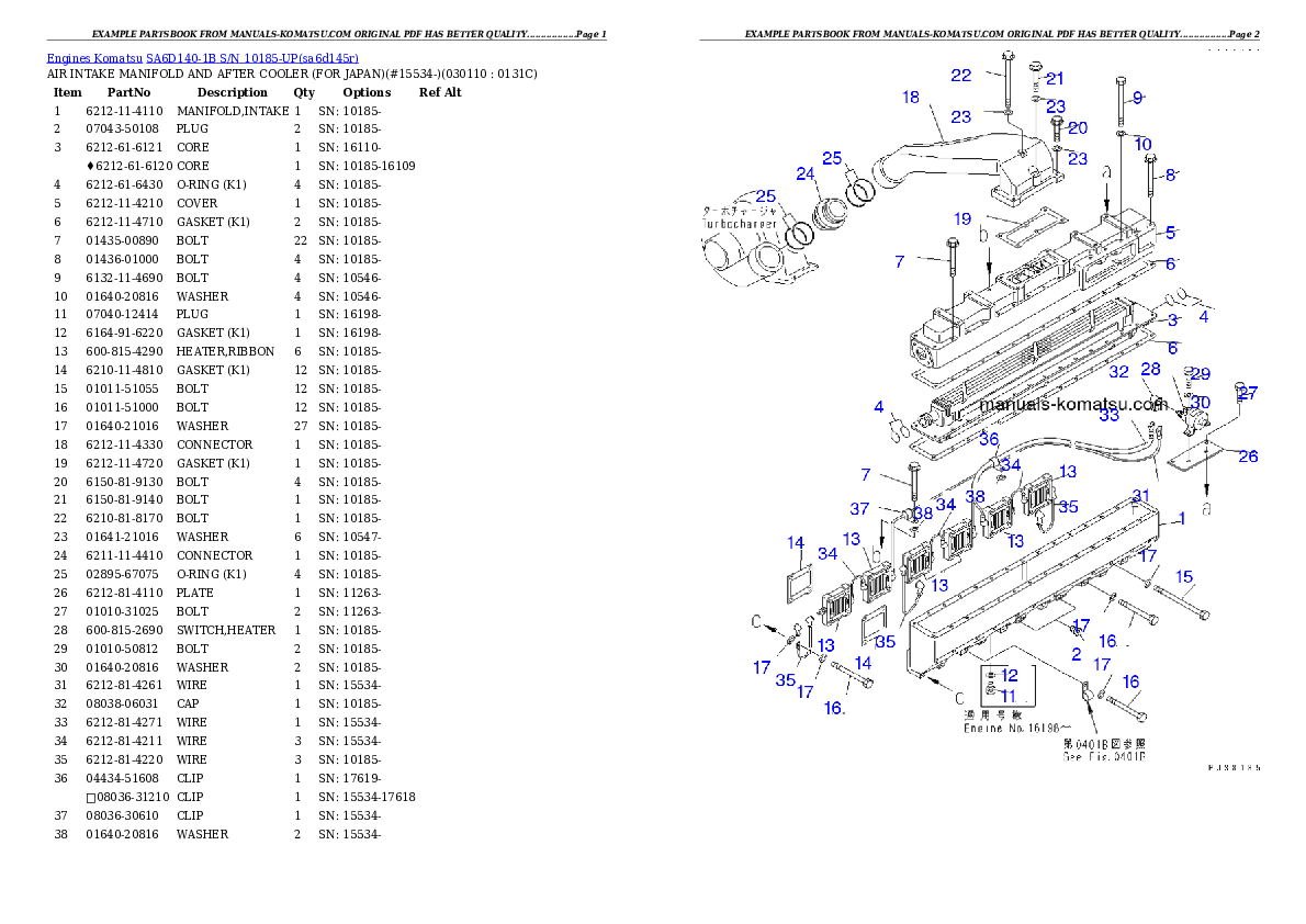 Protected: SA6D140-1B S/N 10185-UP Partsbook