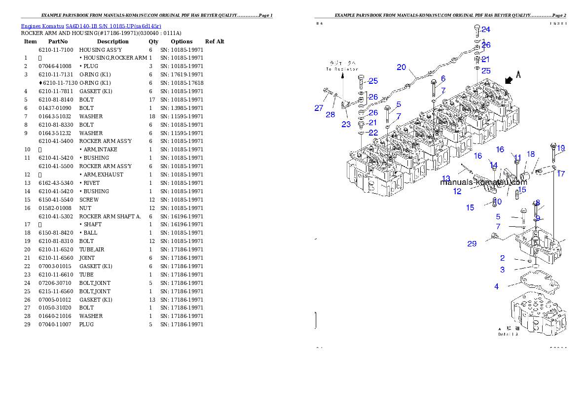 Protected: SA6D140-1B S/N 10185-UP Partsbook