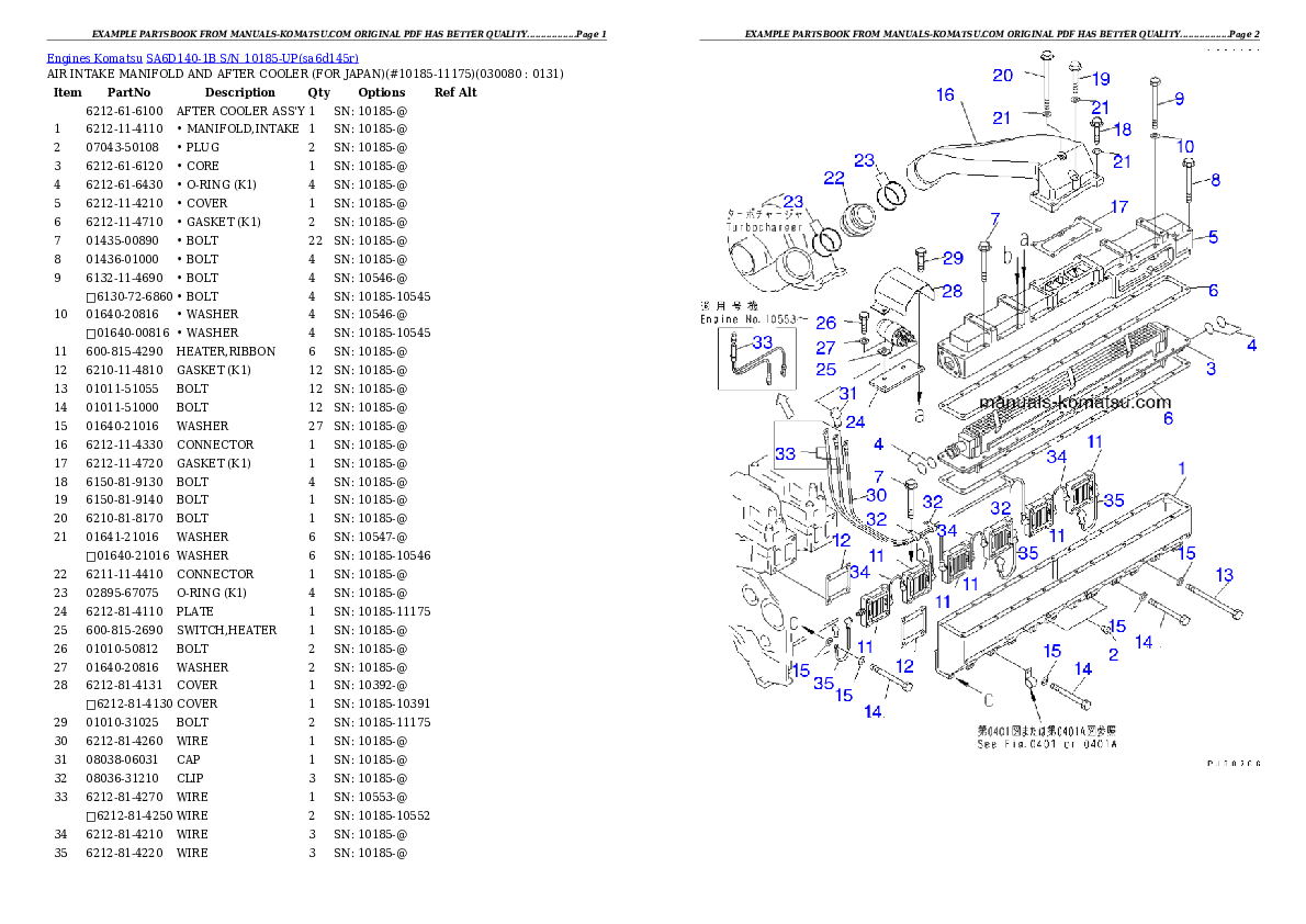 Protected: SA6D140-1B S/N 10185-UP Partsbook