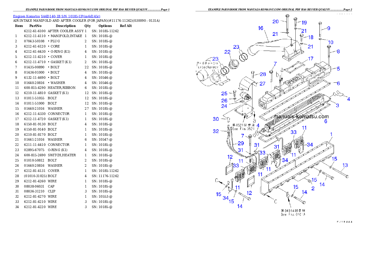 Protected: SA6D140-1B S/N 10185-UP Partsbook