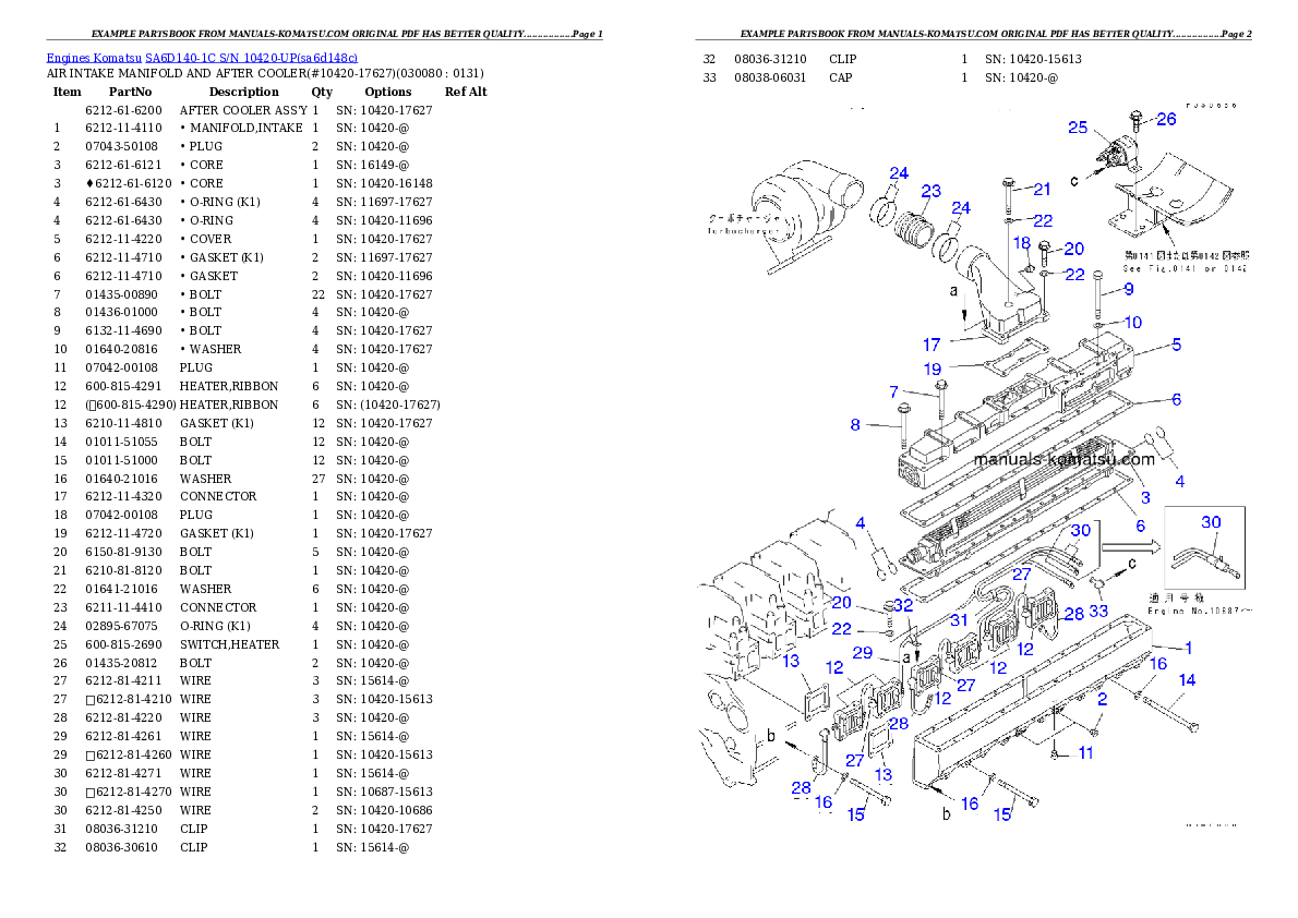 Protected: SA6D140-1C S/N 10420-UP Partsbook