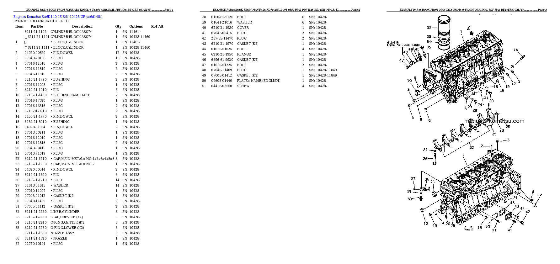 Protected: SA6D140-1E S/N 10428-UP Partsbook