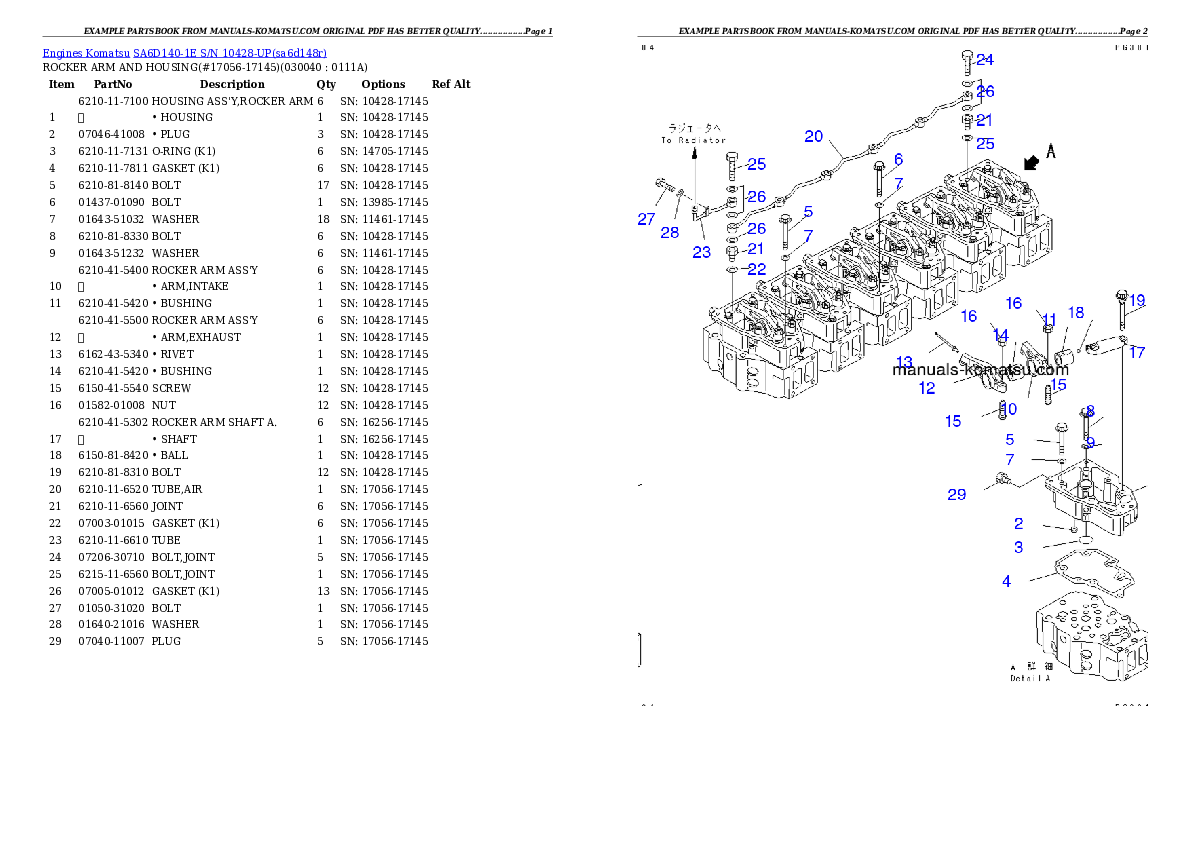 Protected: SA6D140-1E S/N 10428-UP Partsbook