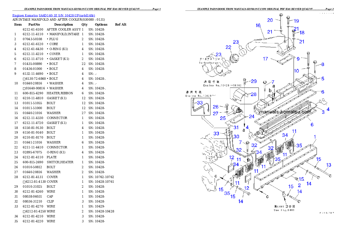 Protected: SA6D140-1E S/N 10428-UP Partsbook