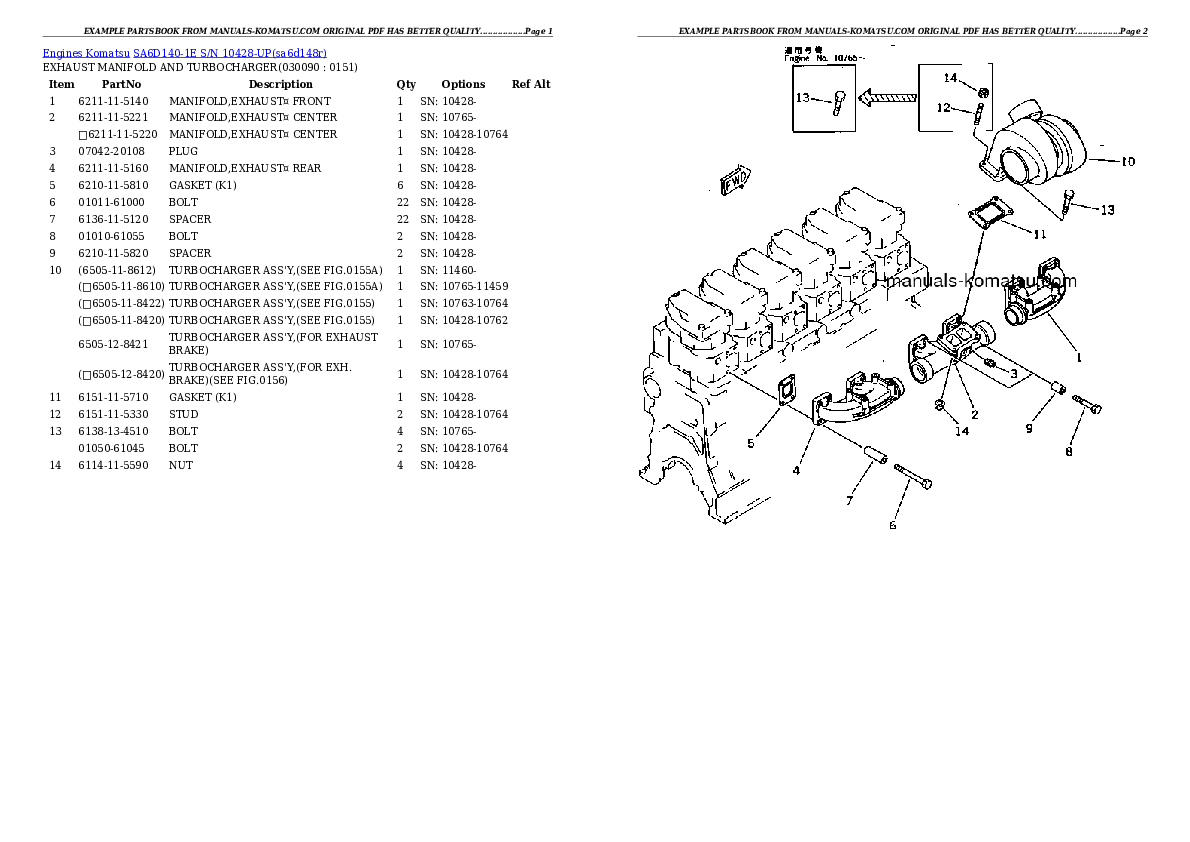 Protected: SA6D140-1E S/N 10428-UP Partsbook