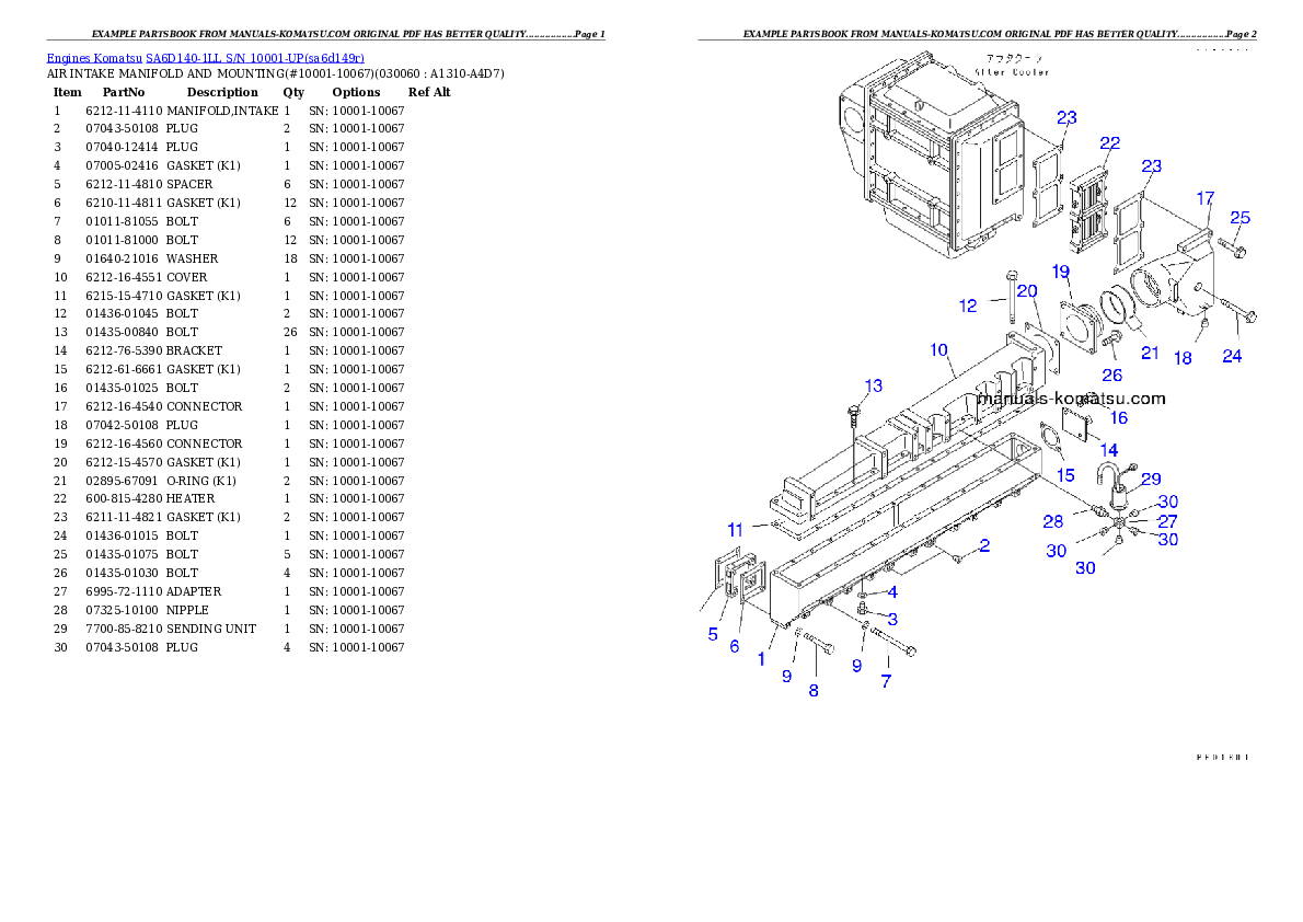 Protected: SA6D140-1LL S/N 10001-UP Partsbook
