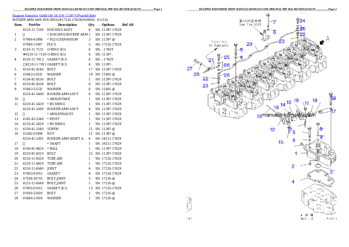 Protected: SA6D140-1K S/N 11397-UP Partsbook