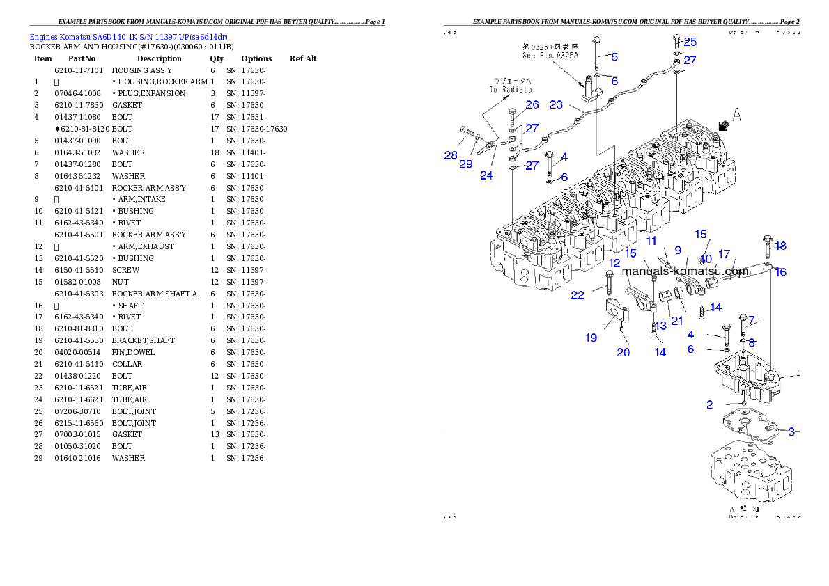 Protected: SA6D140-1K S/N 11397-UP Partsbook