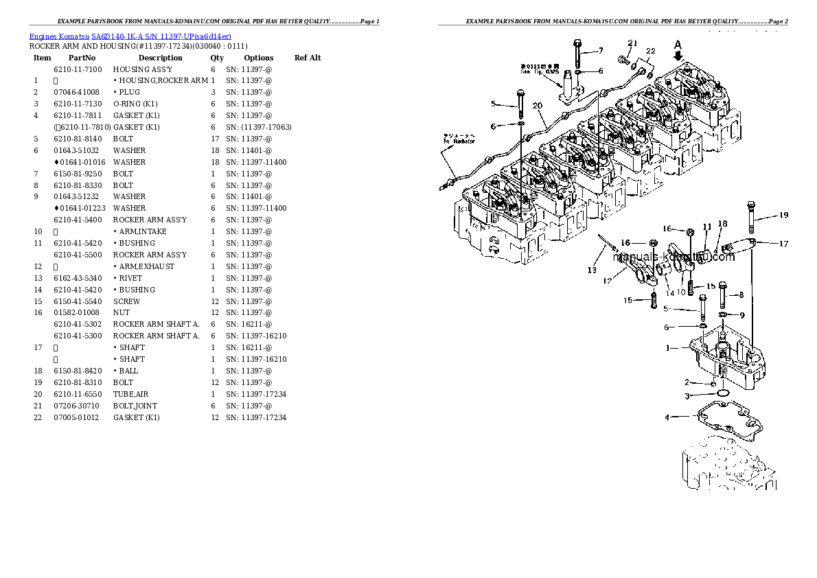 Protected: SA6D140-1K-A S/N 11397-UP Partsbook