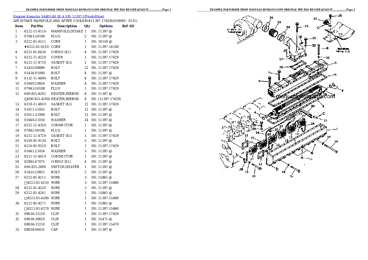 Protected: SA6D140-1K-A S/N 11397-UP Partsbook