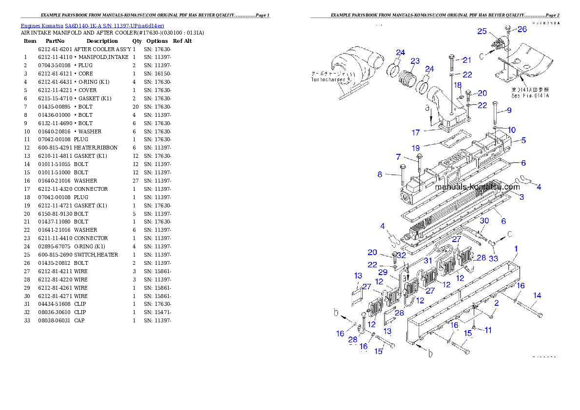 Protected: SA6D140-1K-A S/N 11397-UP Partsbook