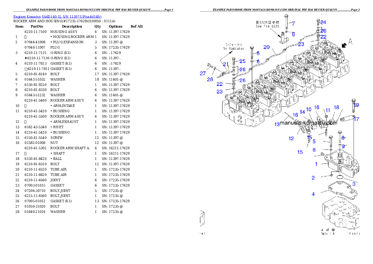 Protected: SA6D140-1L S/N 11397-UP Partsbook