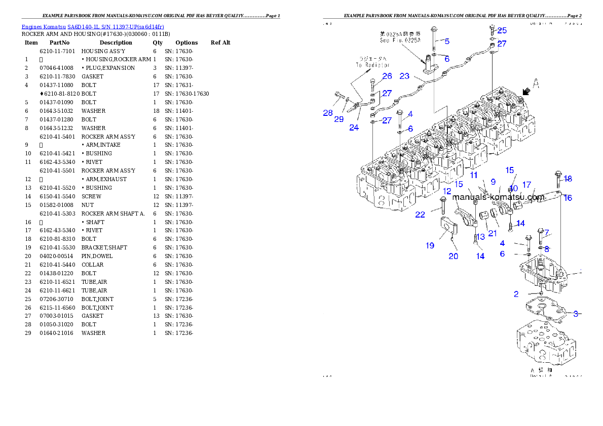 Protected: SA6D140-1L S/N 11397-UP Partsbook