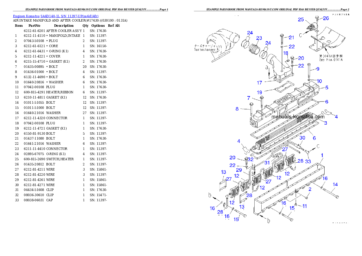 Protected: SA6D140-1L S/N 11397-UP Partsbook