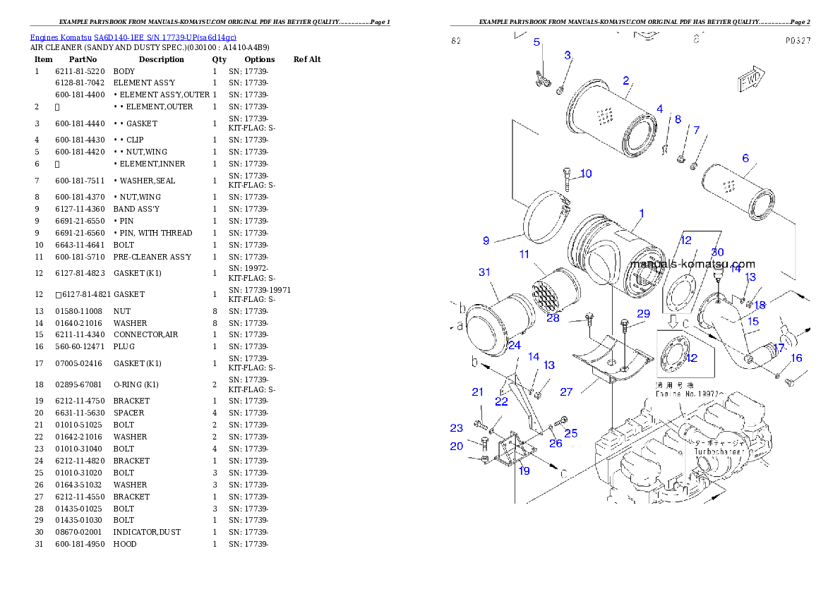 Protected: SA6D140-1EE S/N 17739-UP Partsbook