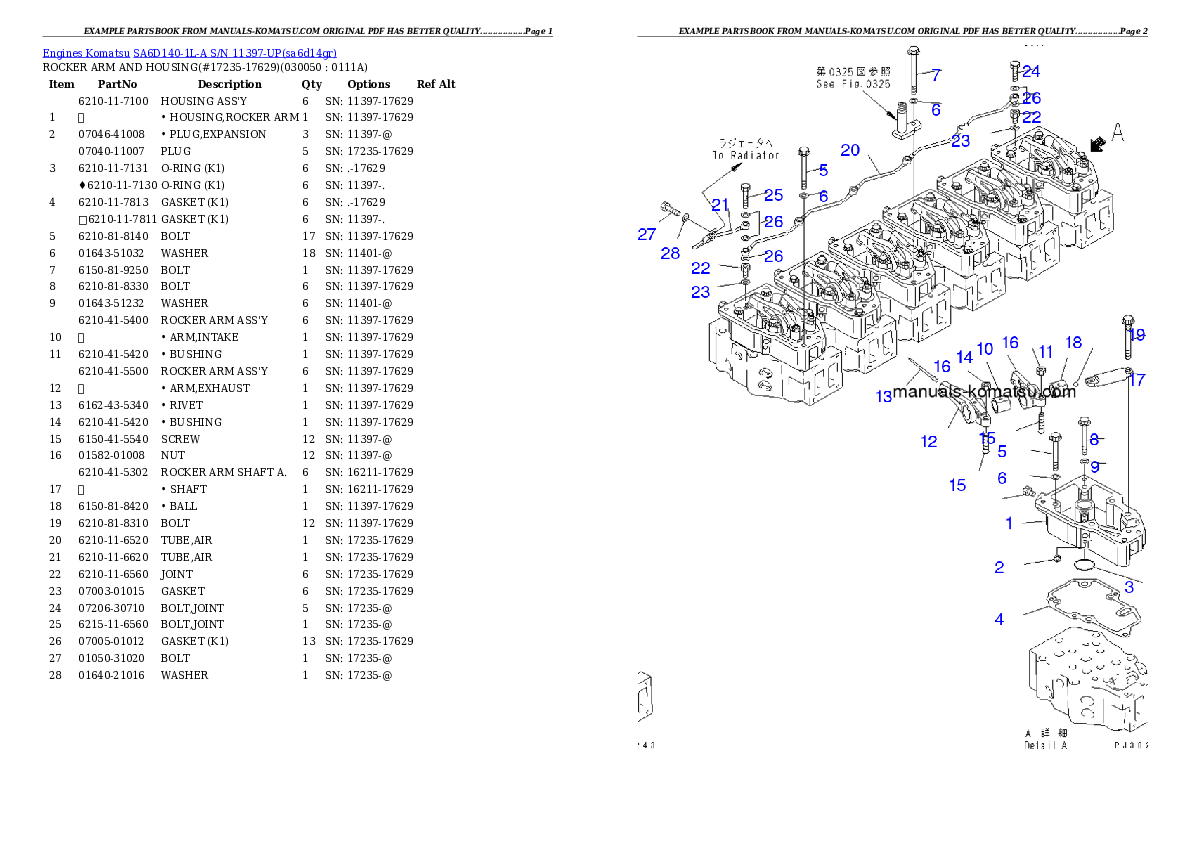 Protected: SA6D140-1L-A S/N 11397-UP Partsbook