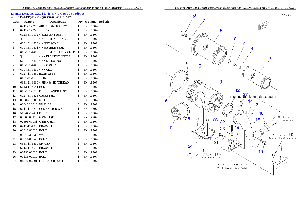 Protected: SA6D140-1N S/N 17739-UP Partsbook