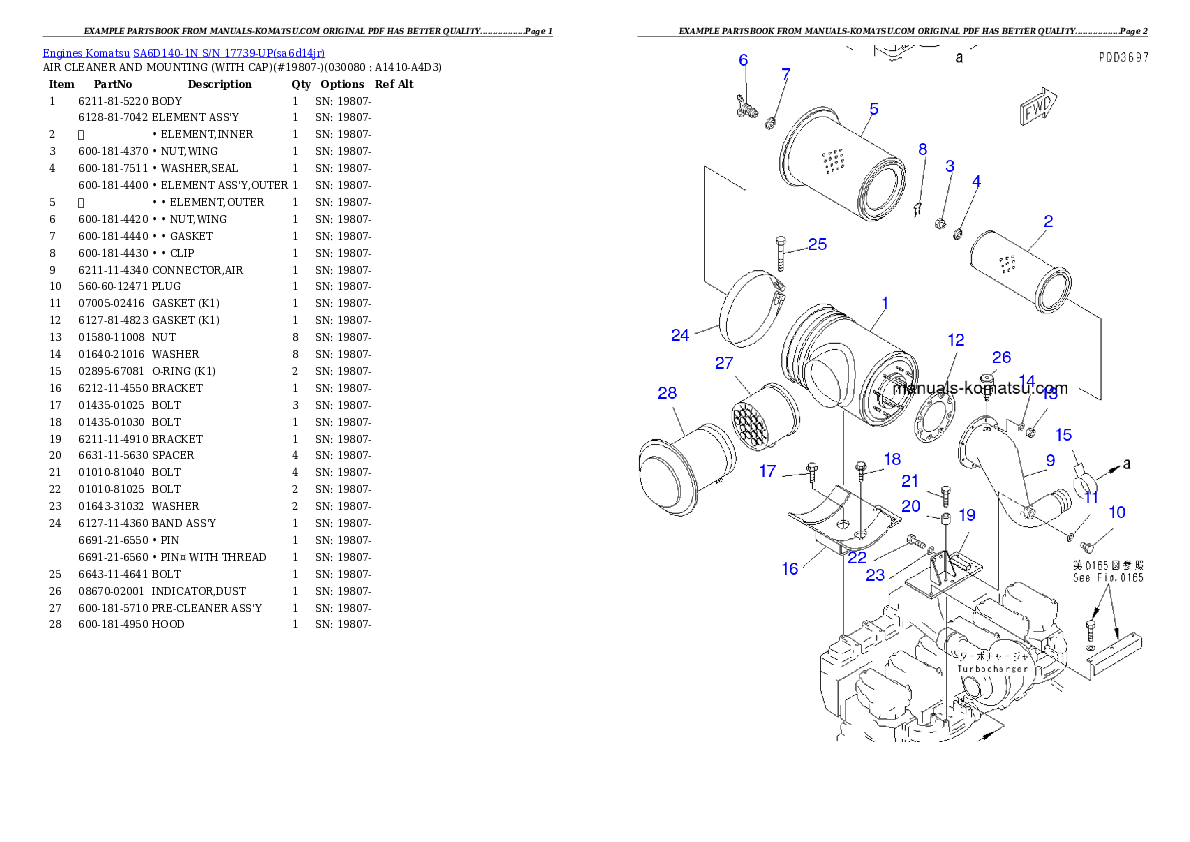 Protected: SA6D140-1N S/N 17739-UP Partsbook