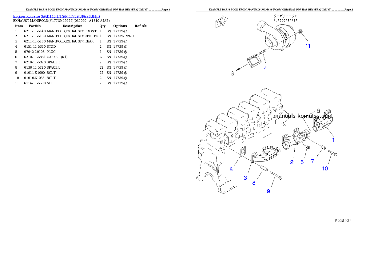 Protected: SA6D140-1N S/N 17739-UP Partsbook