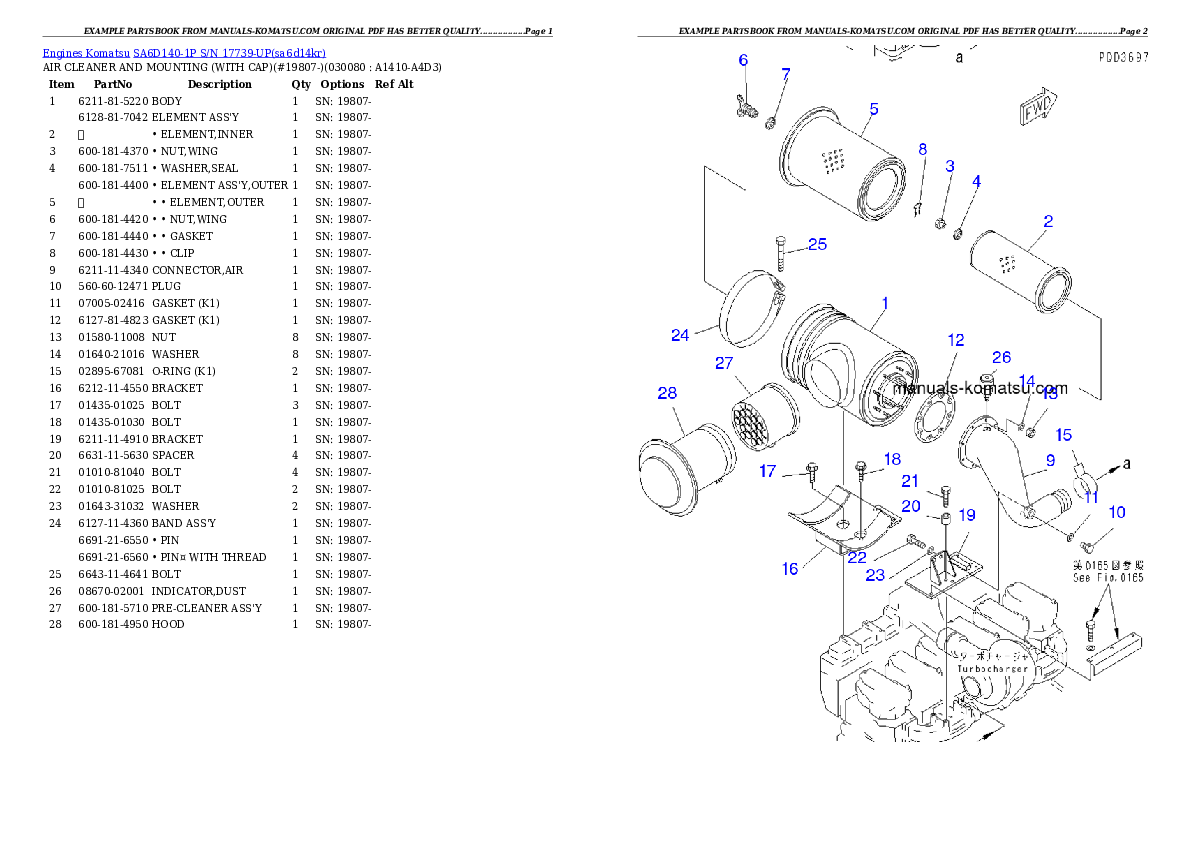 Protected: SA6D140-1P S/N 17739-UP Partsbook