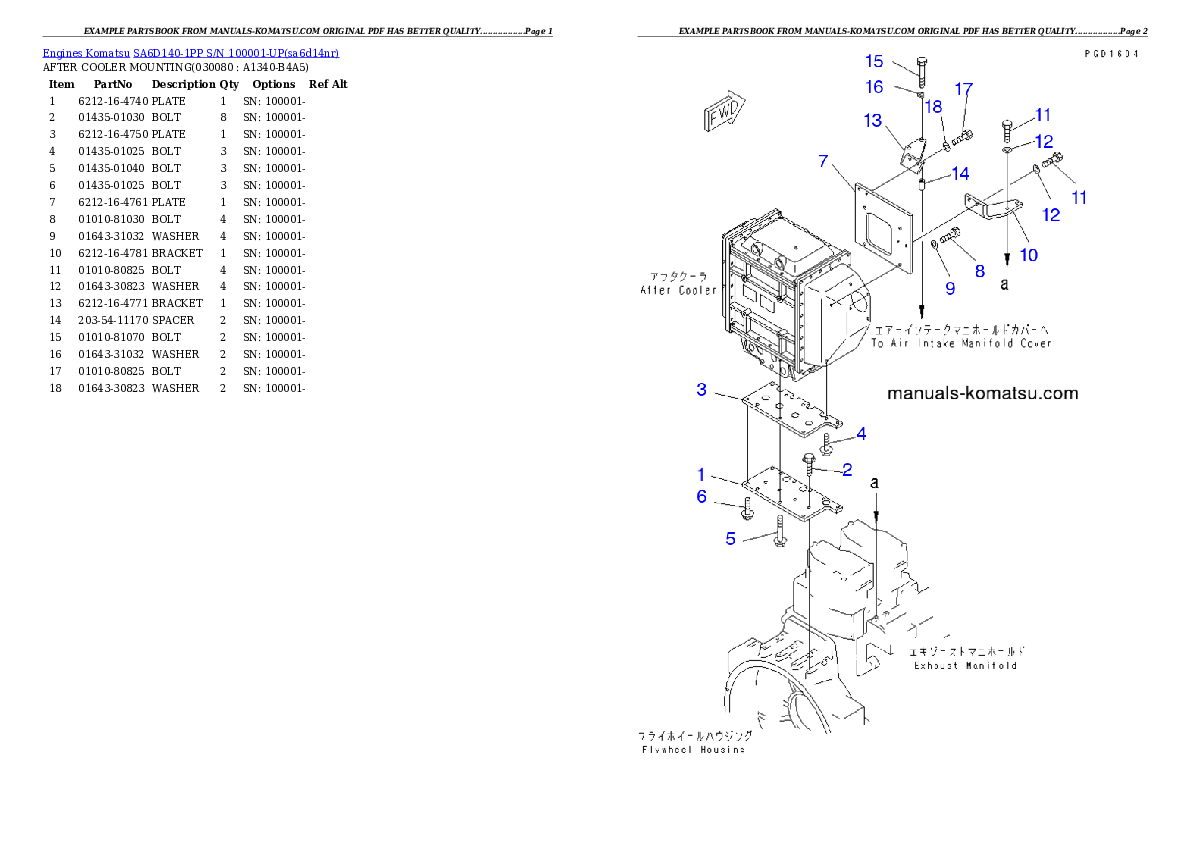 Protected: SA6D140-1PP S/N 100001-UP Partsbook