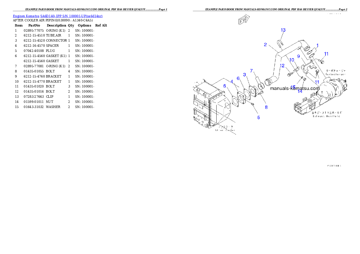 Protected: SA6D140-1PP S/N 100001-UP Partsbook