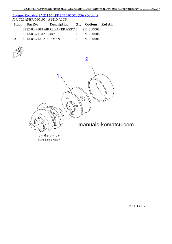Protected: SA6D140-1PP S/N 100001-UP Partsbook