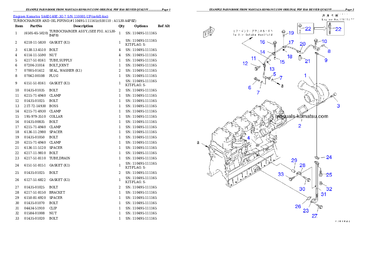 Protected: SA6D140E-3G-7 S/N 110001-UP Partsbook