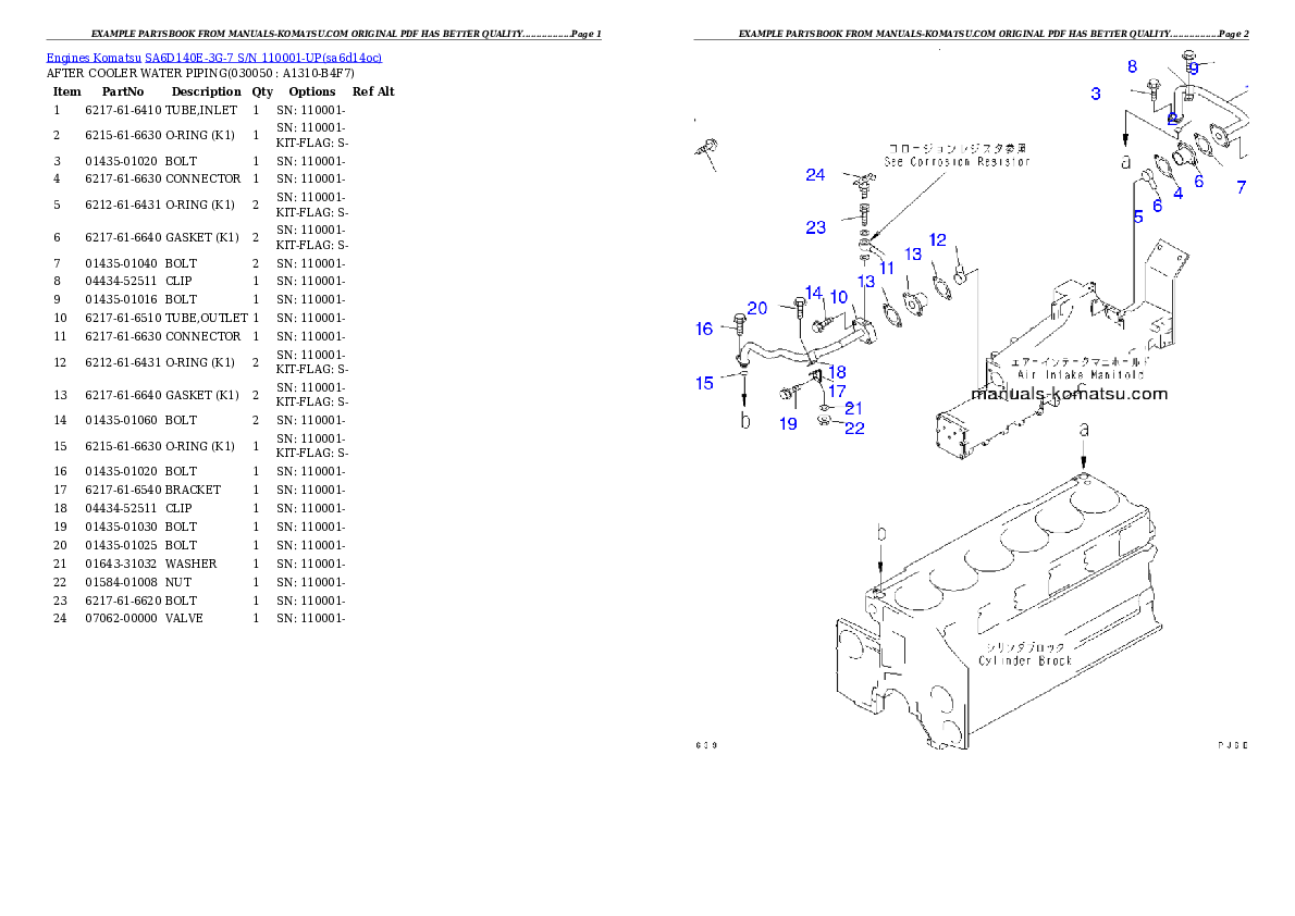 Protected: SA6D140E-3G-7 S/N 110001-UP Partsbook