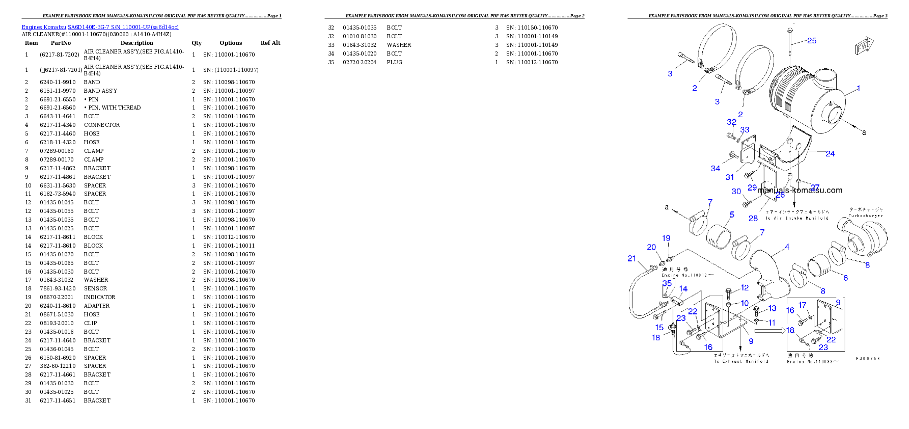Protected: SA6D140E-3G-7 S/N 110001-UP Partsbook