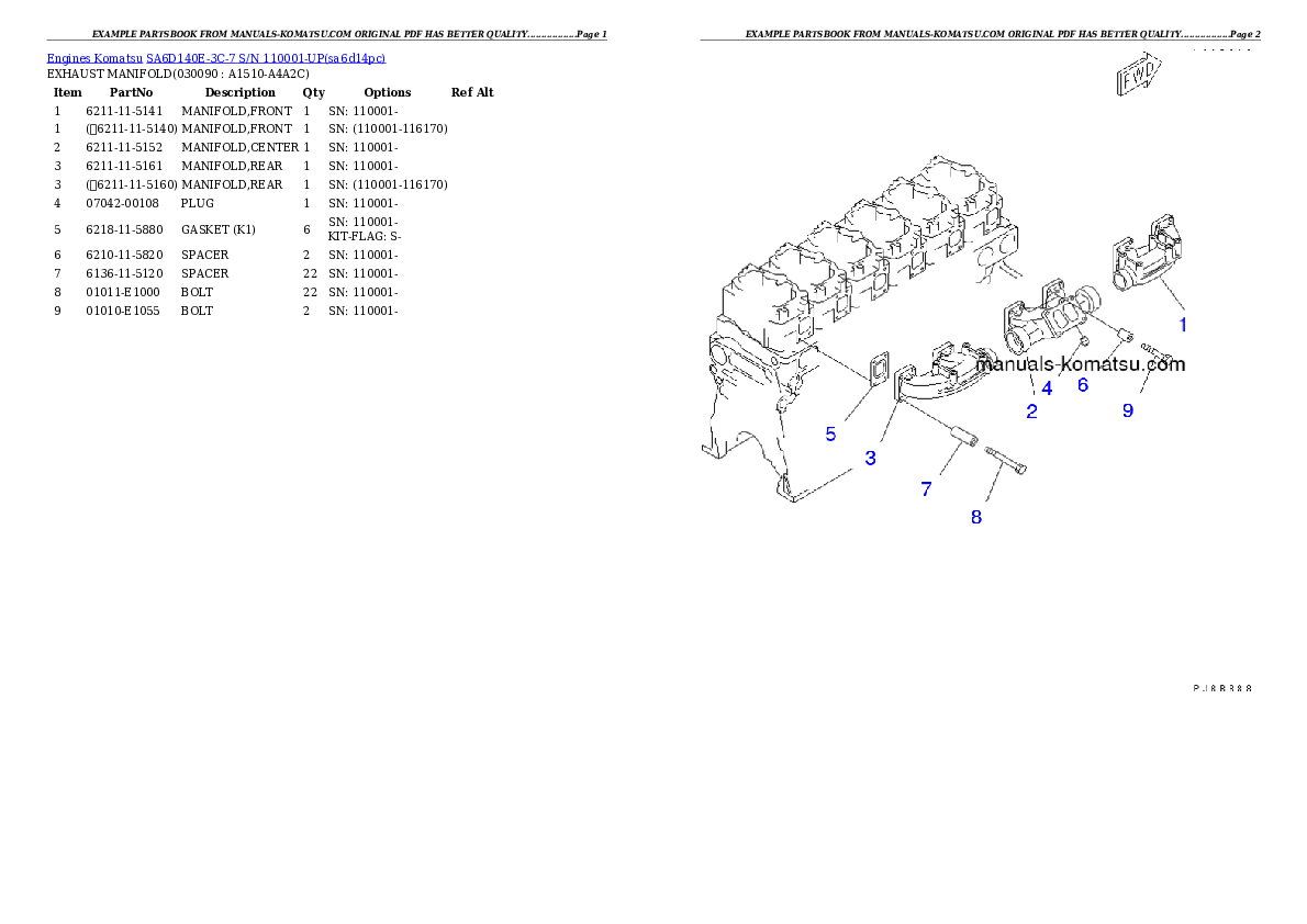 Protected: SA6D140E-3C-7 S/N 110001-UP Partsbook