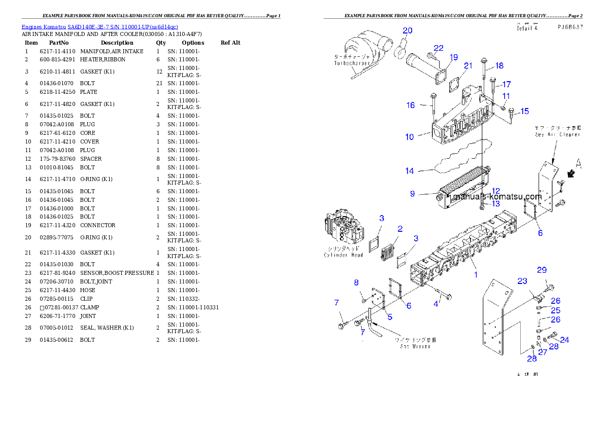 Protected: SA6D140E-3E-7 S/N 110001-UP Partsbook