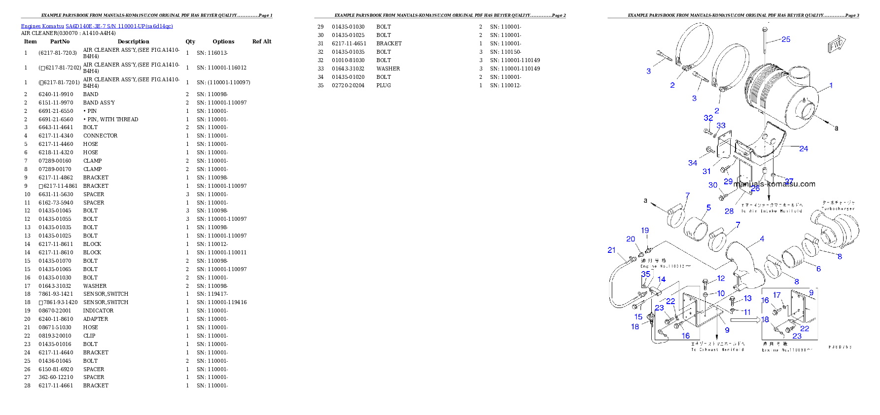 Protected: SA6D140E-3E-7 S/N 110001-UP Partsbook