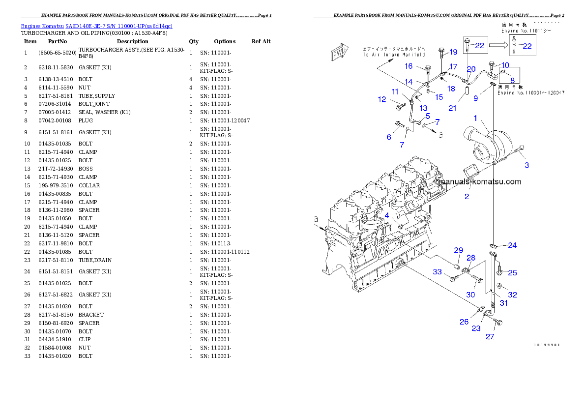 Protected: SA6D140E-3E-7 S/N 110001-UP Partsbook