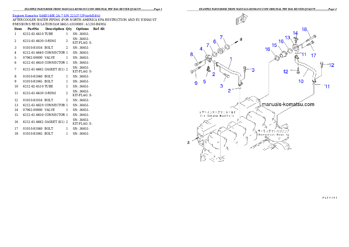 Protected: SA6D140E-2A-7 S/N 22537-UP Partsbook