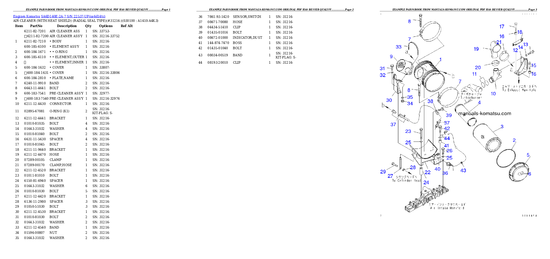 Protected: SA6D140E-2A-7 S/N 22537-UP Partsbook