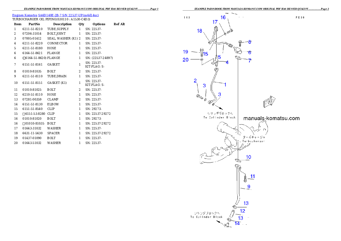 Protected: SA6D140E-2B-7 S/N 22537-UP Partsbook