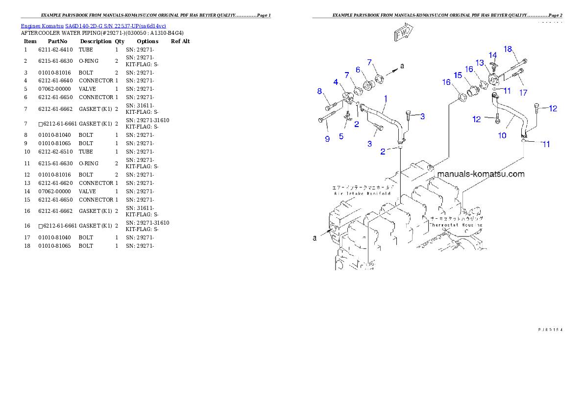 Protected: SA6D140-2D-G S/N 22537-UP Partsbook