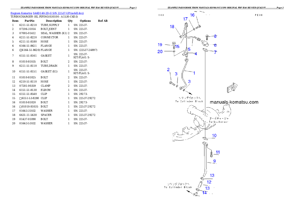 Protected: SA6D140-2D-G S/N 22537-UP Partsbook