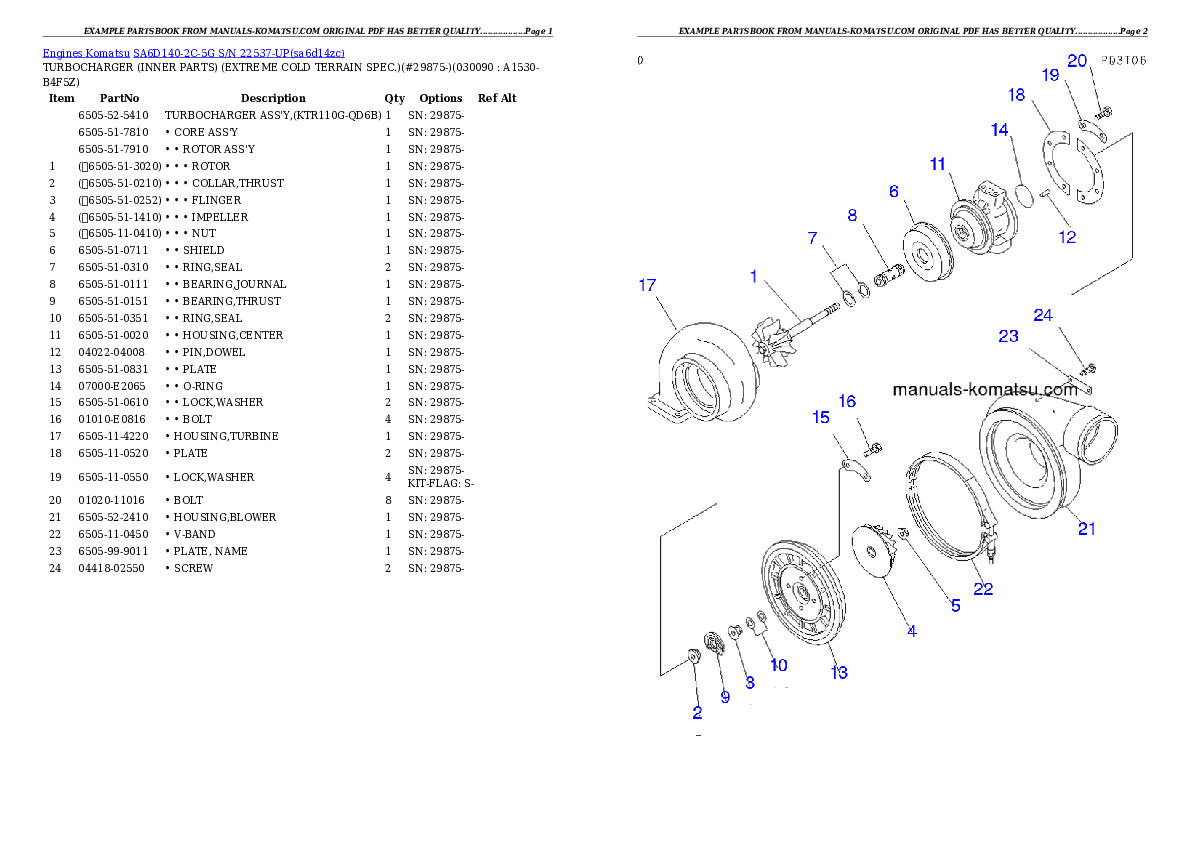 Protected: SA6D140-2C-5G S/N 22537-UP Partsbook