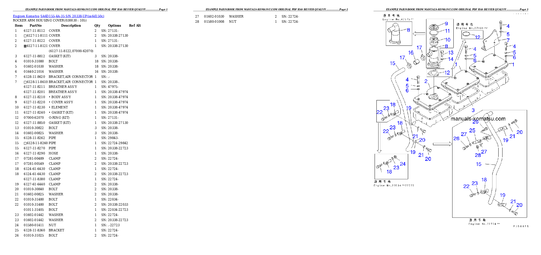 SA6D155-4A-35 S/N 20338-UP Partsbook