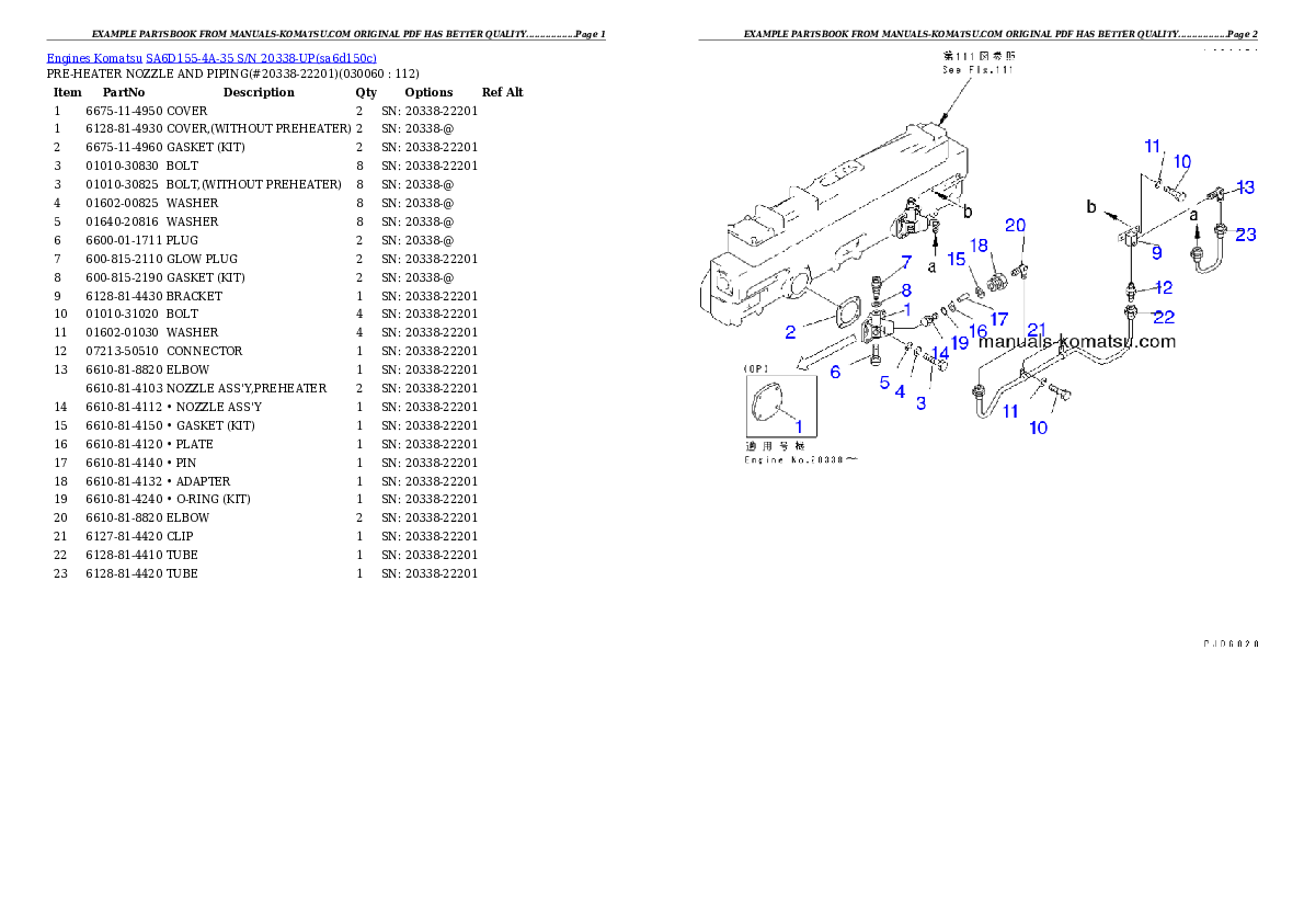 Protected: SA6D155-4A-35 S/N 20338-UP Partsbook