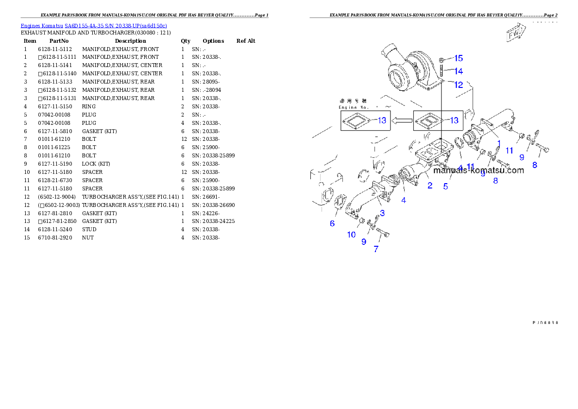 Protected: SA6D155-4A-35 S/N 20338-UP Partsbook