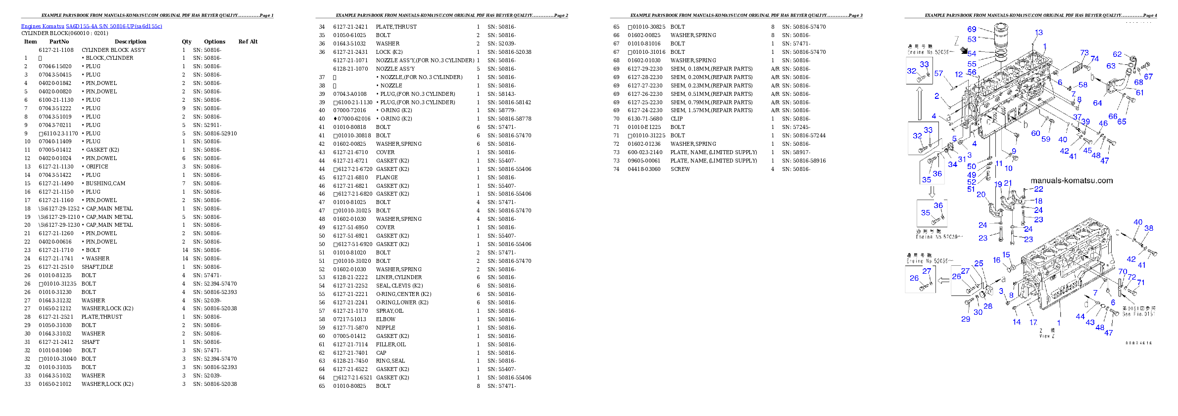 Protected: SA6D155-4A S/N 50816-UP Partsbook