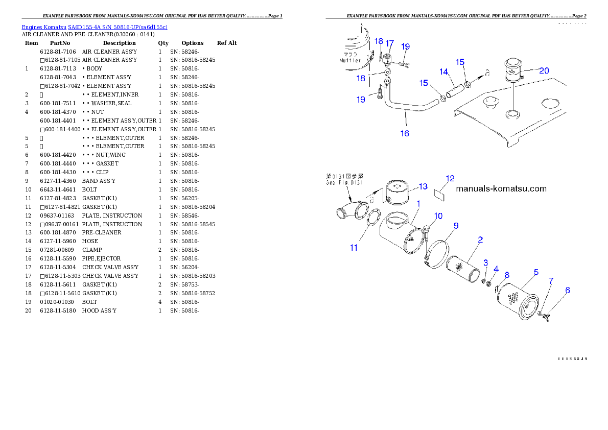 Protected: SA6D155-4A S/N 50816-UP Partsbook