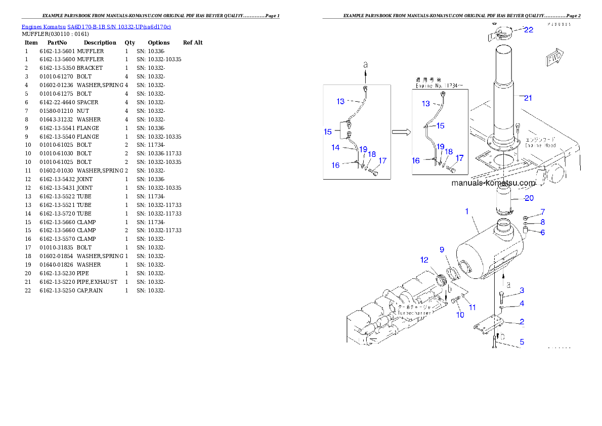 Protected: SA6D170-B-1B S/N 10332-UP Partsbook