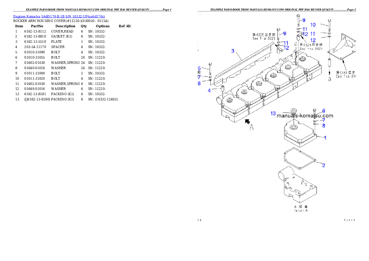 Protected: SA6D170-B-1B S/N 10332-UP Partsbook