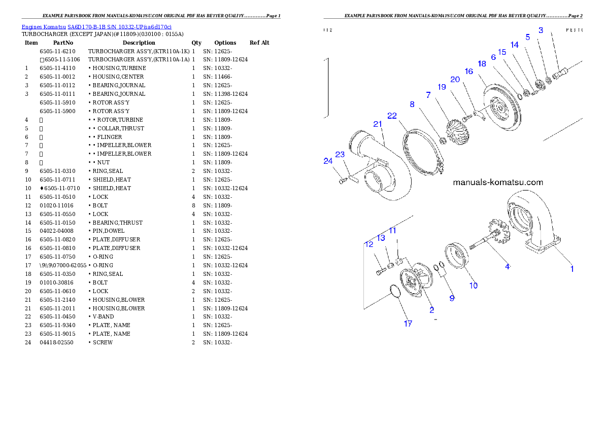 Protected: SA6D170-B-1B S/N 10332-UP Partsbook