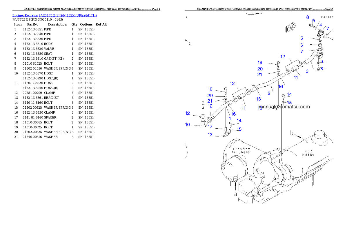 Protected: SA6D170-B-1J S/N 13551-UP Partsbook