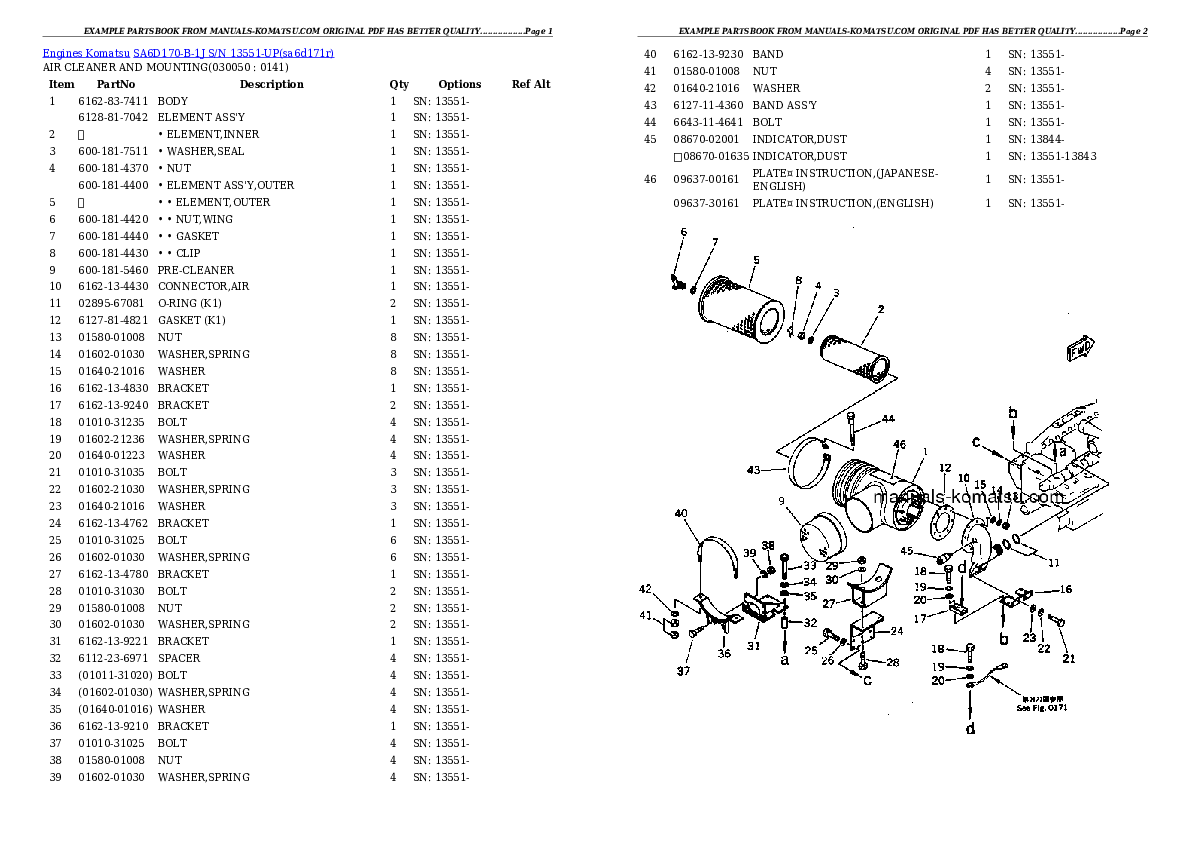 Protected: SA6D170-B-1J S/N 13551-UP Partsbook